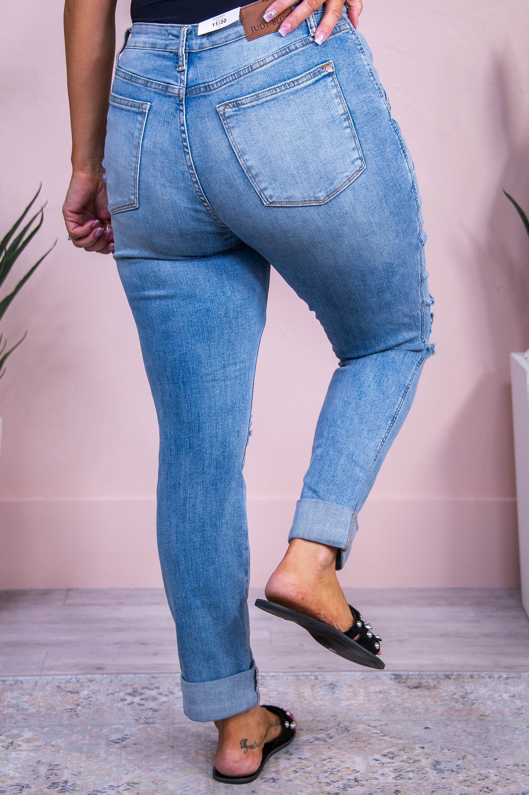 Phoenix Light Denim Distressed/Frayed Jeans - K1208LDN