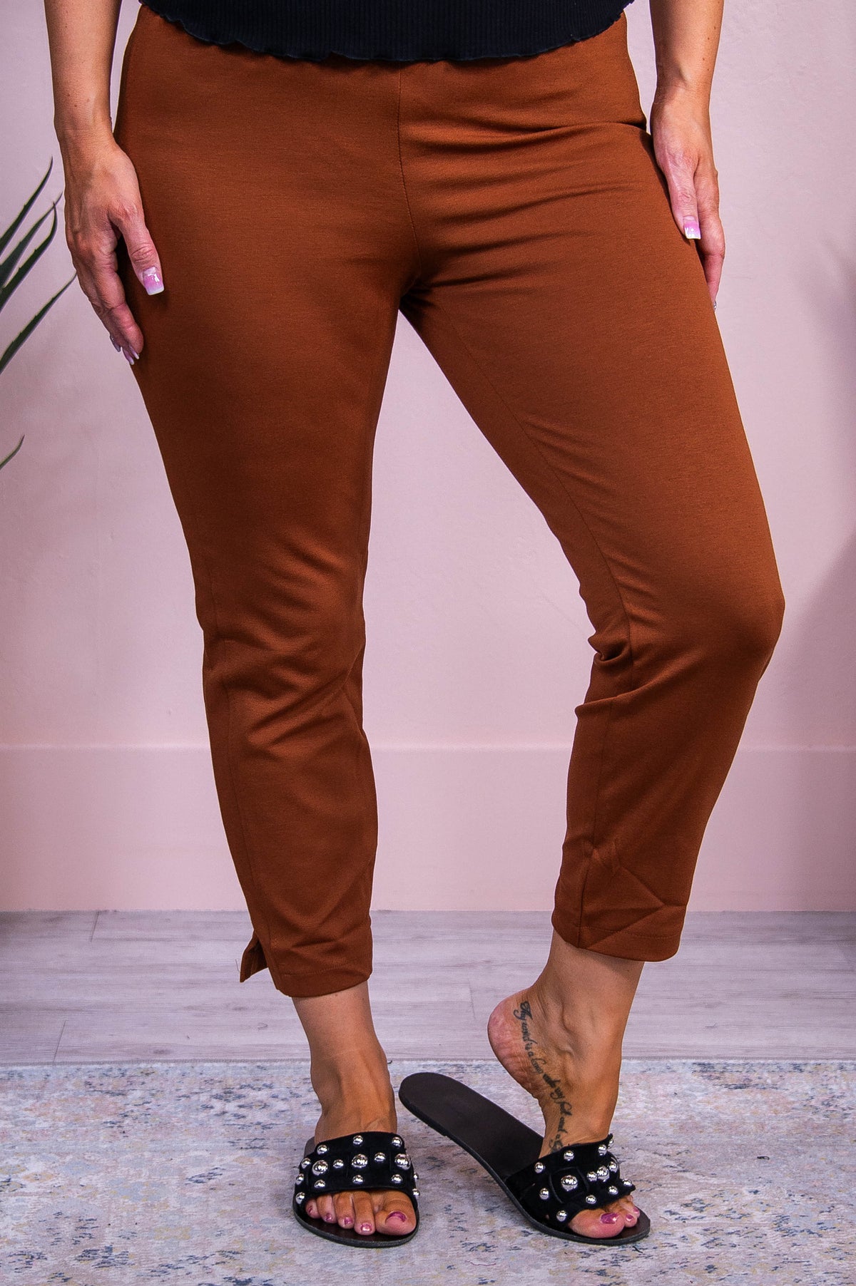 Tonight Looks Good On You Cognac Solid Cropped Pants - PNT1693CGN