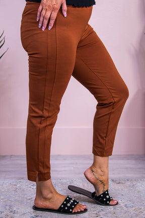 Tonight Looks Good On You Cognac Solid Cropped Pants - PNT1693CGN