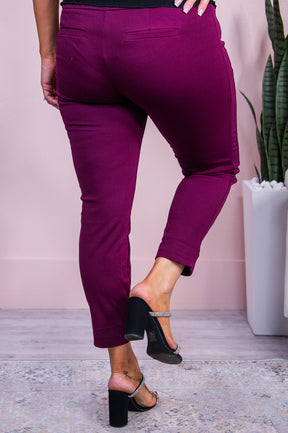 Tonight Looks Good On You Wine Solid Cropped Pants - PNT1695WN