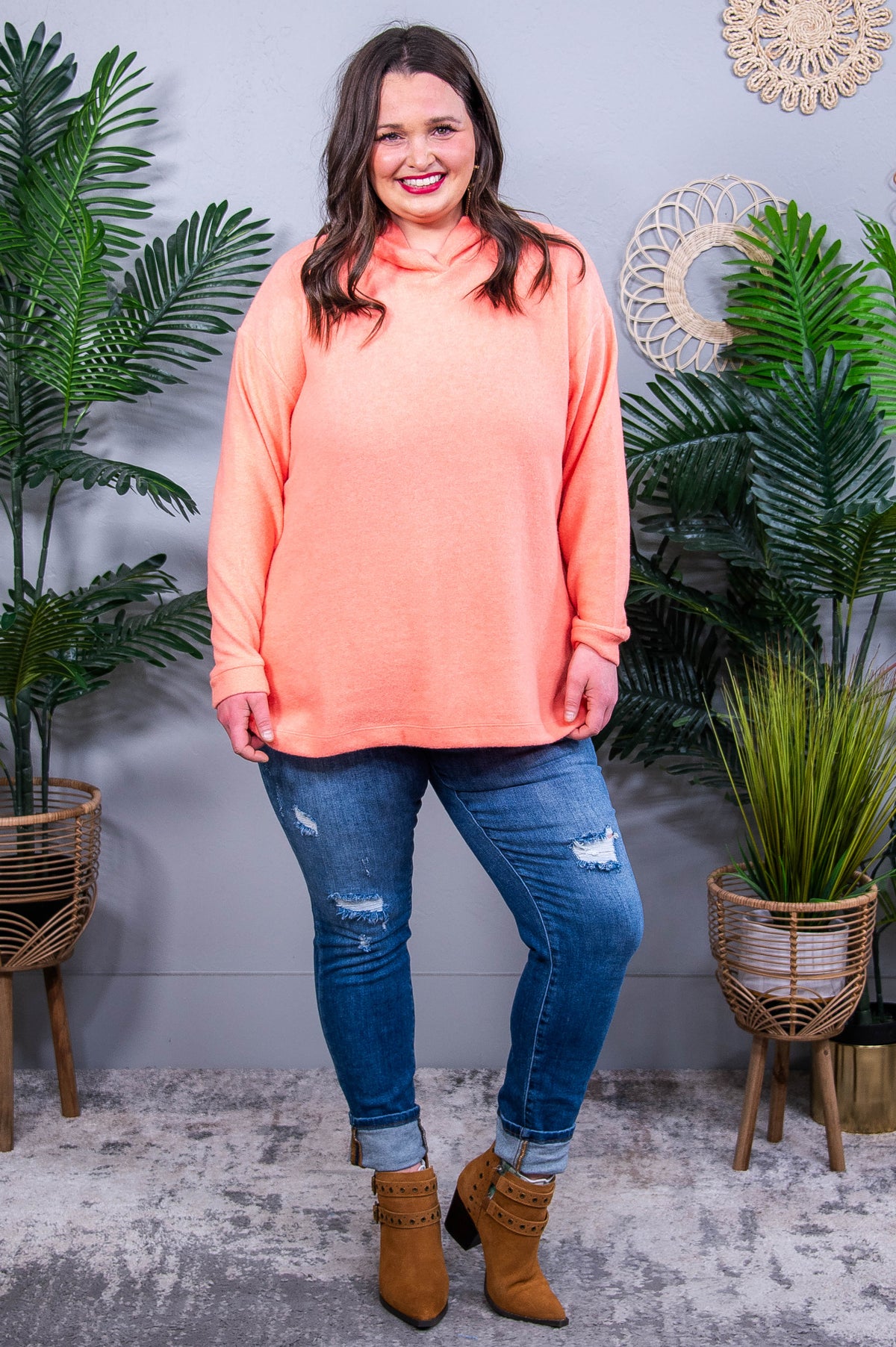 Basically My Favorite Coral Hooded Pullover - T10864CO