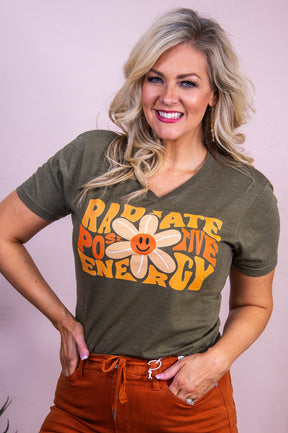 Radiate Positive Energy Military Green Graphic Tee - A3541MGN