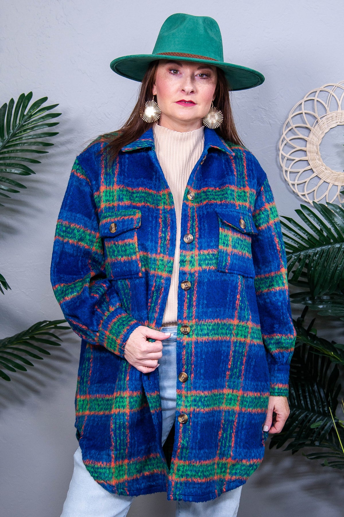 No Tears Blue Plaid Coat - O5728BL