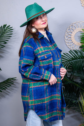 No Tears Blue Plaid Coat - O5728BL