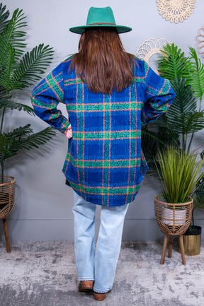 No Tears Blue Plaid Coat - O5728BL