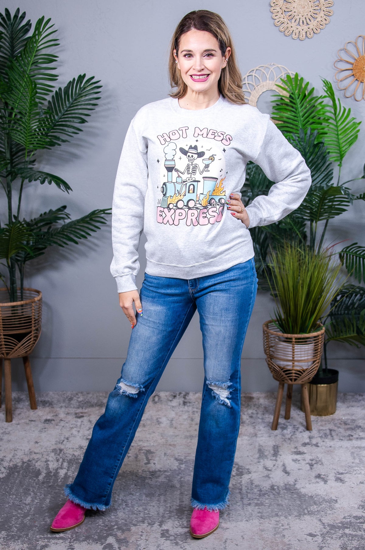 Hot Mess Express Ash Graphic Sweatshirt - A3926AH