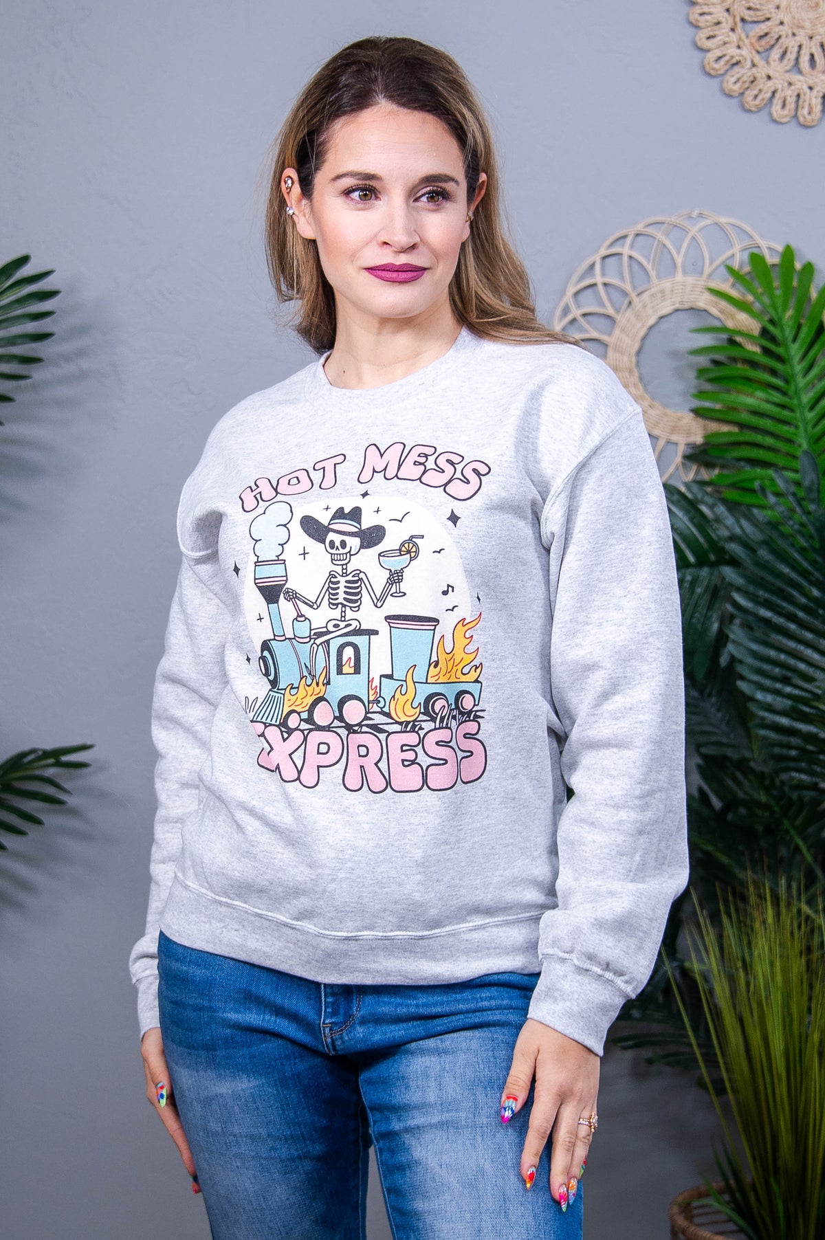 Hot Mess Express Ash Graphic Sweatshirt - A3926AH