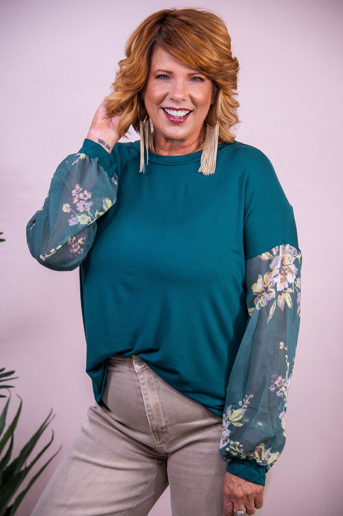 Layers Of Love Hunter Green Floral Top - T10275HGN