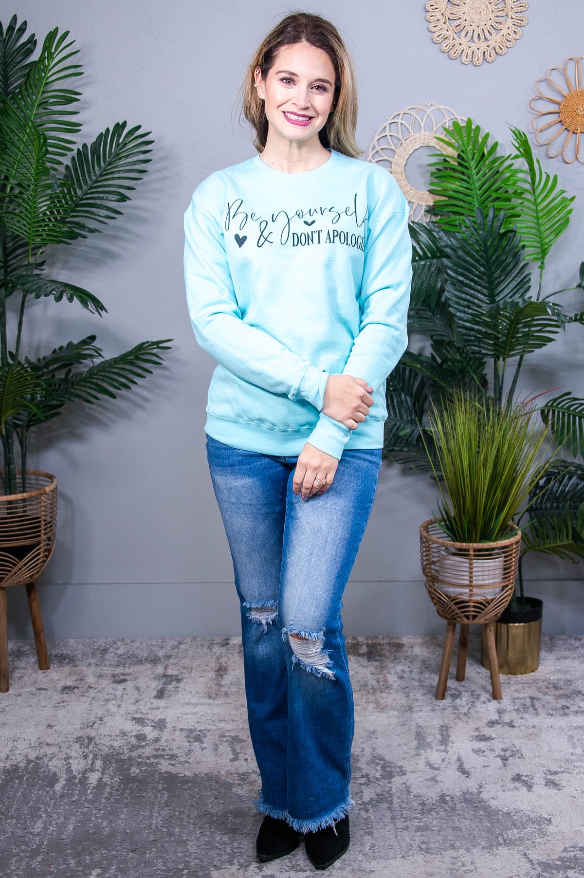 Be Yourself Purist Blue Graphic Sweatshirt - A3932PBL