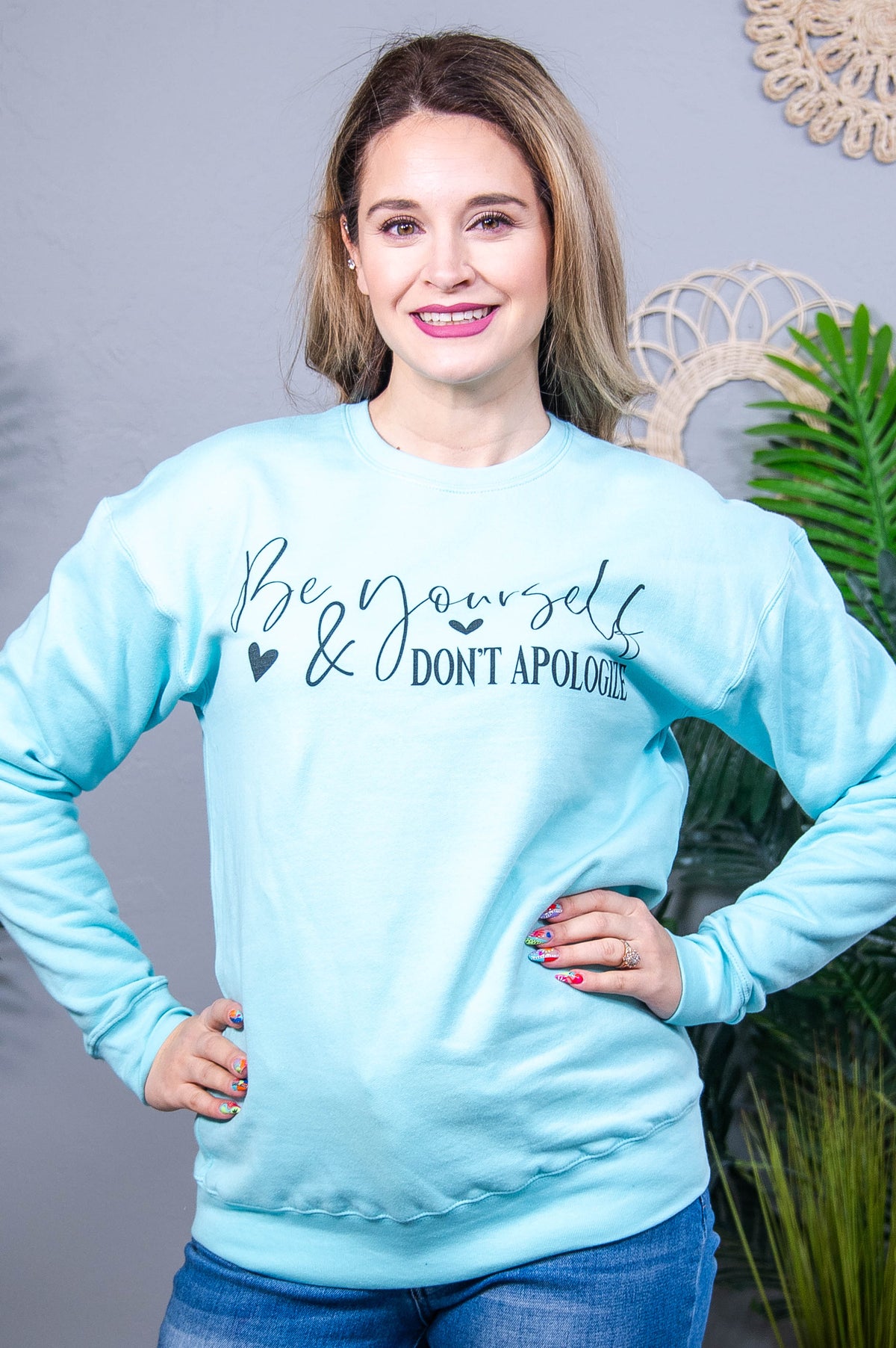 Be Yourself Purist Blue Graphic Sweatshirt - A3932PBL