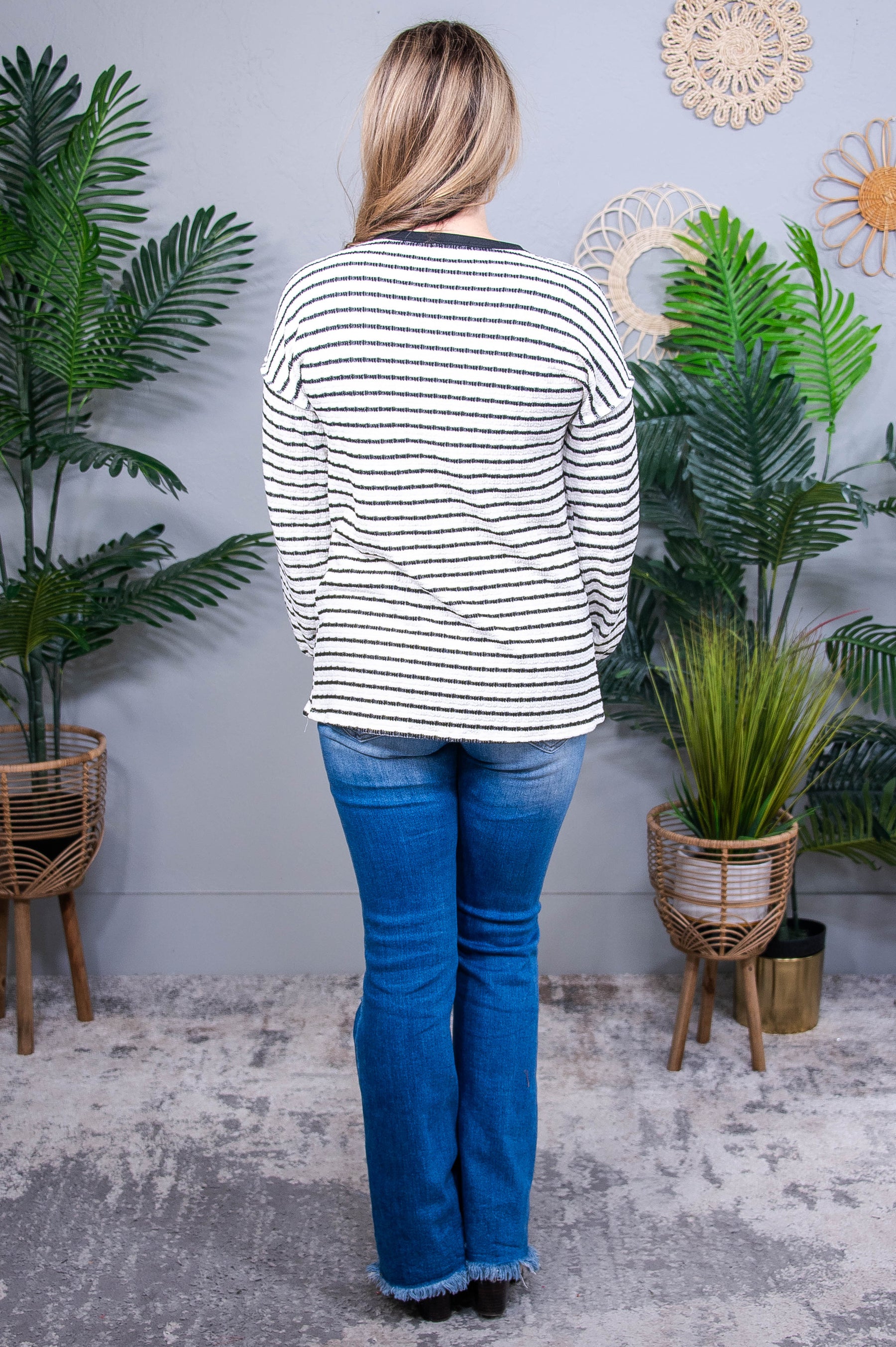 A Great Escape Cream/Black Striped Top - T10818CR