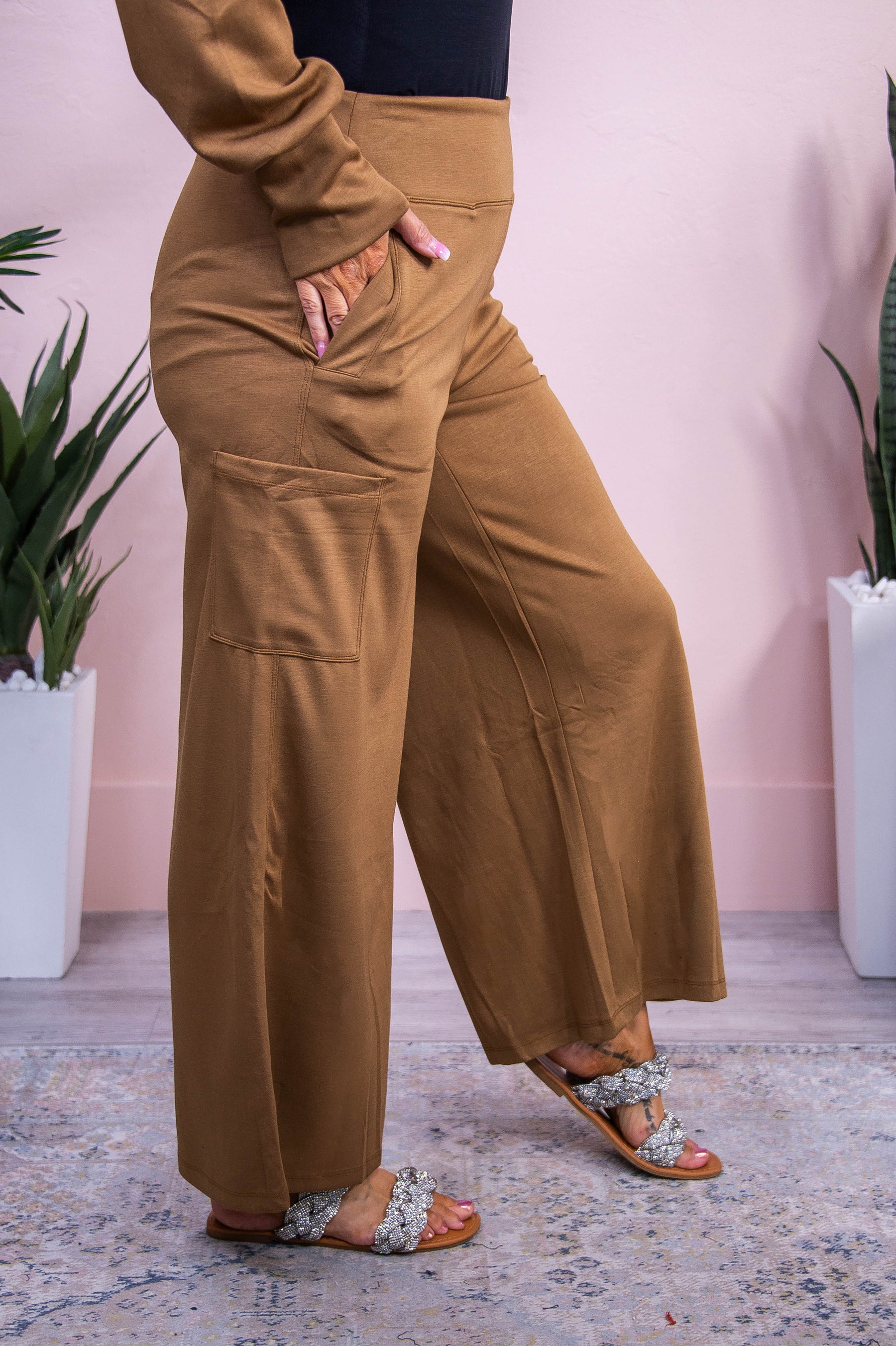 Cozy To The Touch Mocha Solid Pants - PNT1698MO