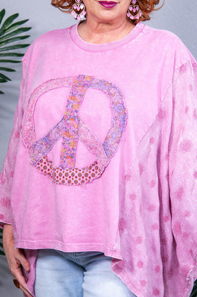 Found My Peace Dusty Rose Peace Sign Top - T10825DRO