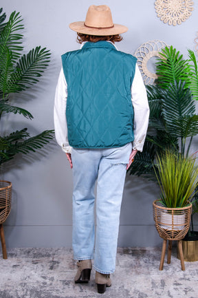 Layering Queen Quilted Puffer Vest in Hunter Green