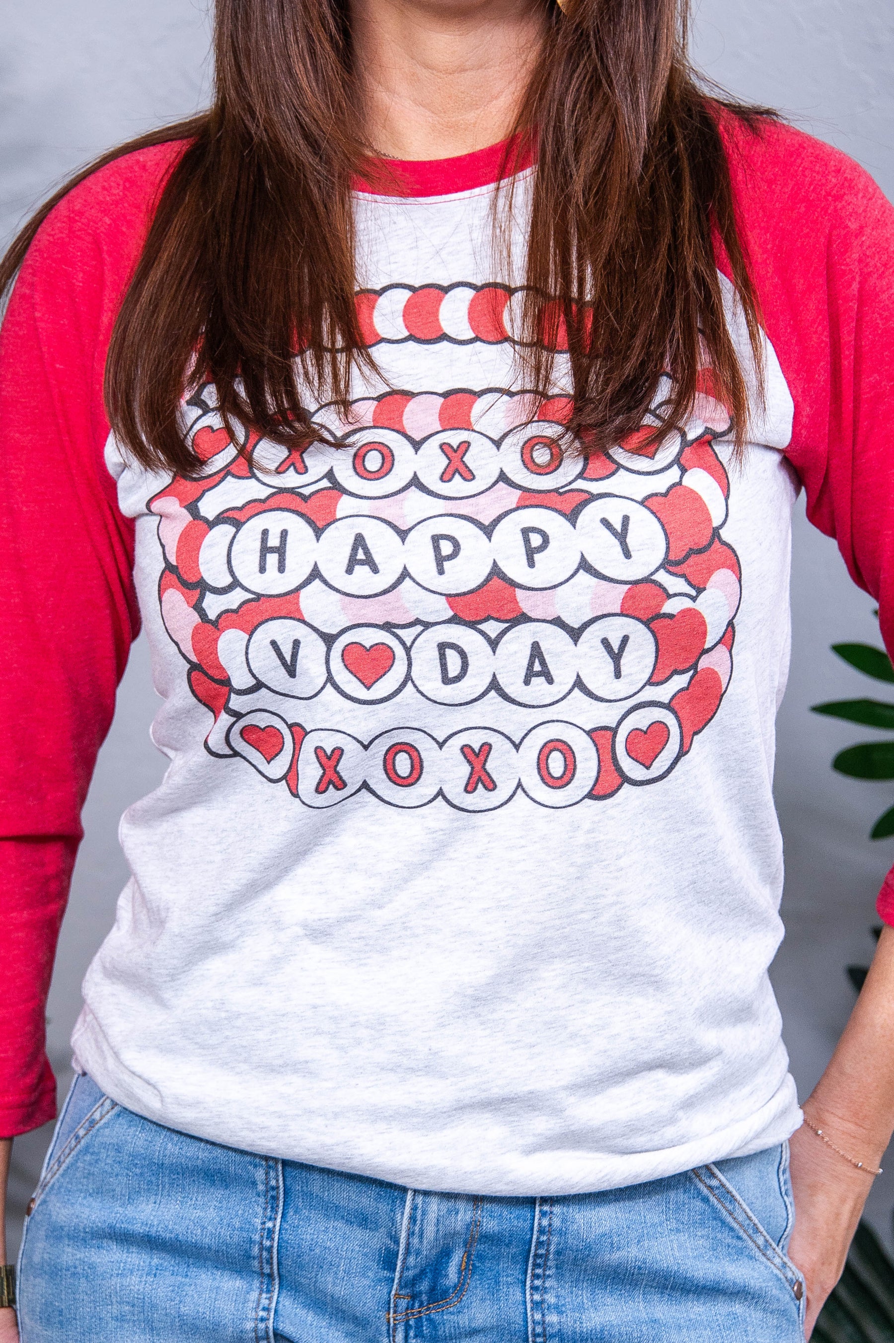 XOXO Happy V-Day Heather White/Vintage Red Graphic Tee - A3938HWH