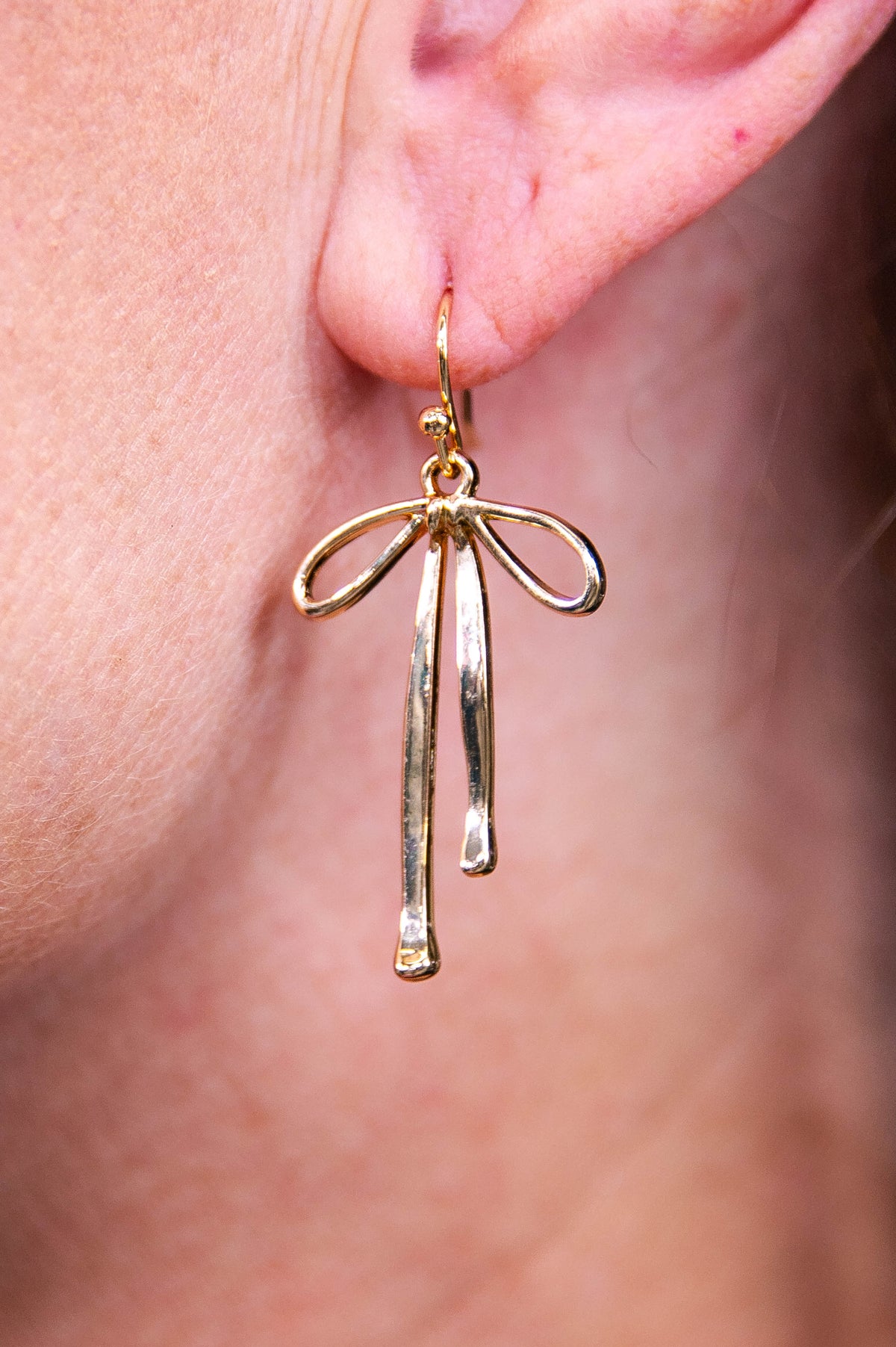 Gold Bow Drop Earrings - EAR4469GD