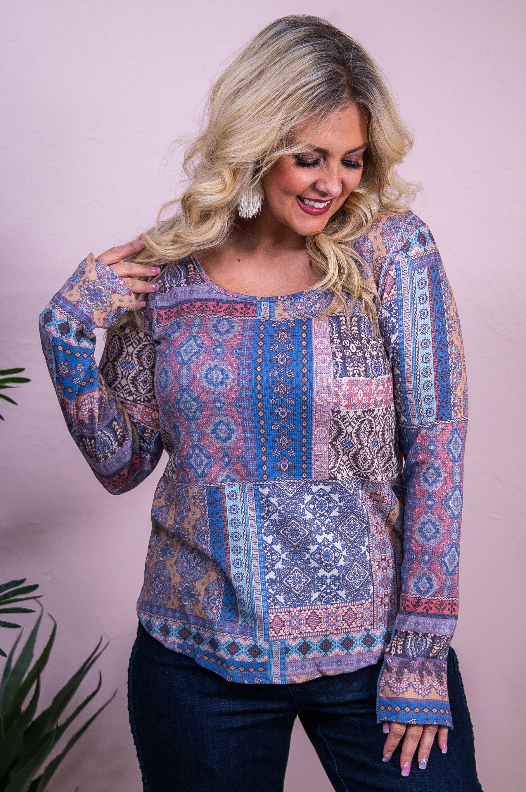 Pair With A Smile Denim/Multi Color/Pattern Top - T10297DN