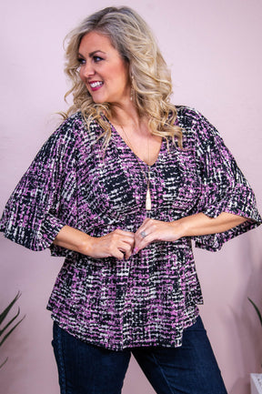 Keep It Colorful Black/Purple Printed Top - T10313BK