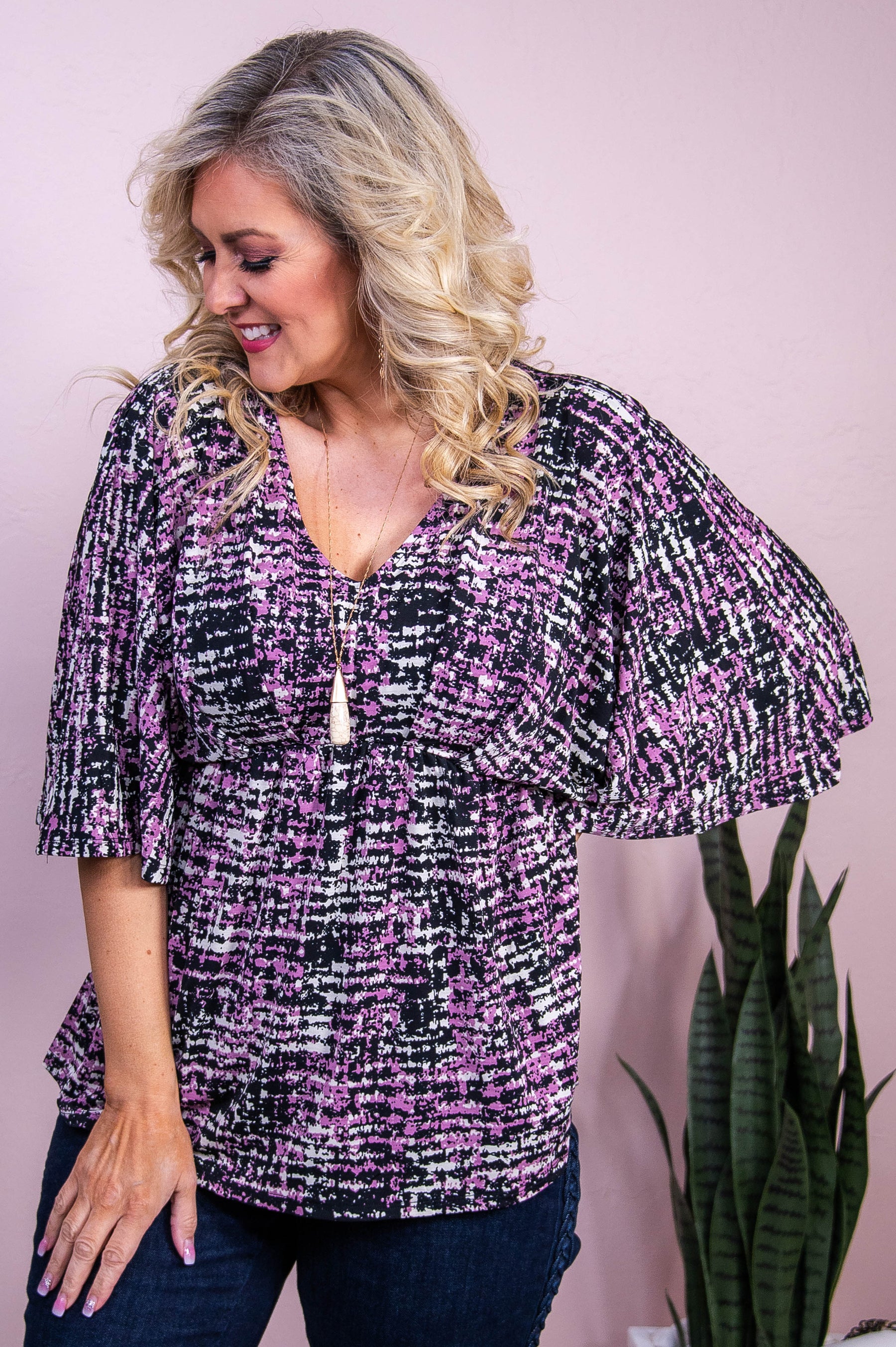 Keep It Colorful Black/Purple Printed Top - T10313BK