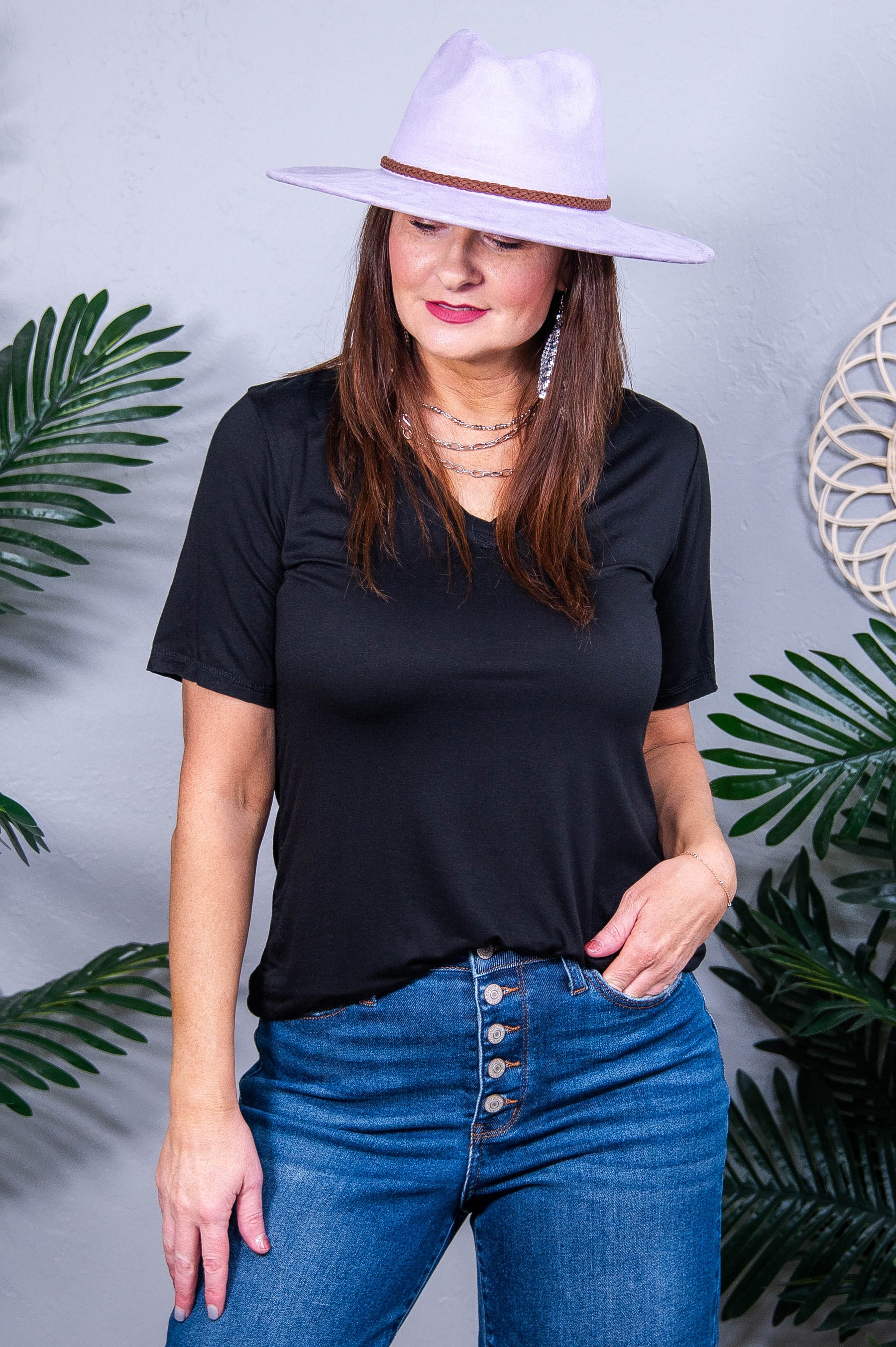 Craving Comfort Black Solid V Neck Top - T10830BK