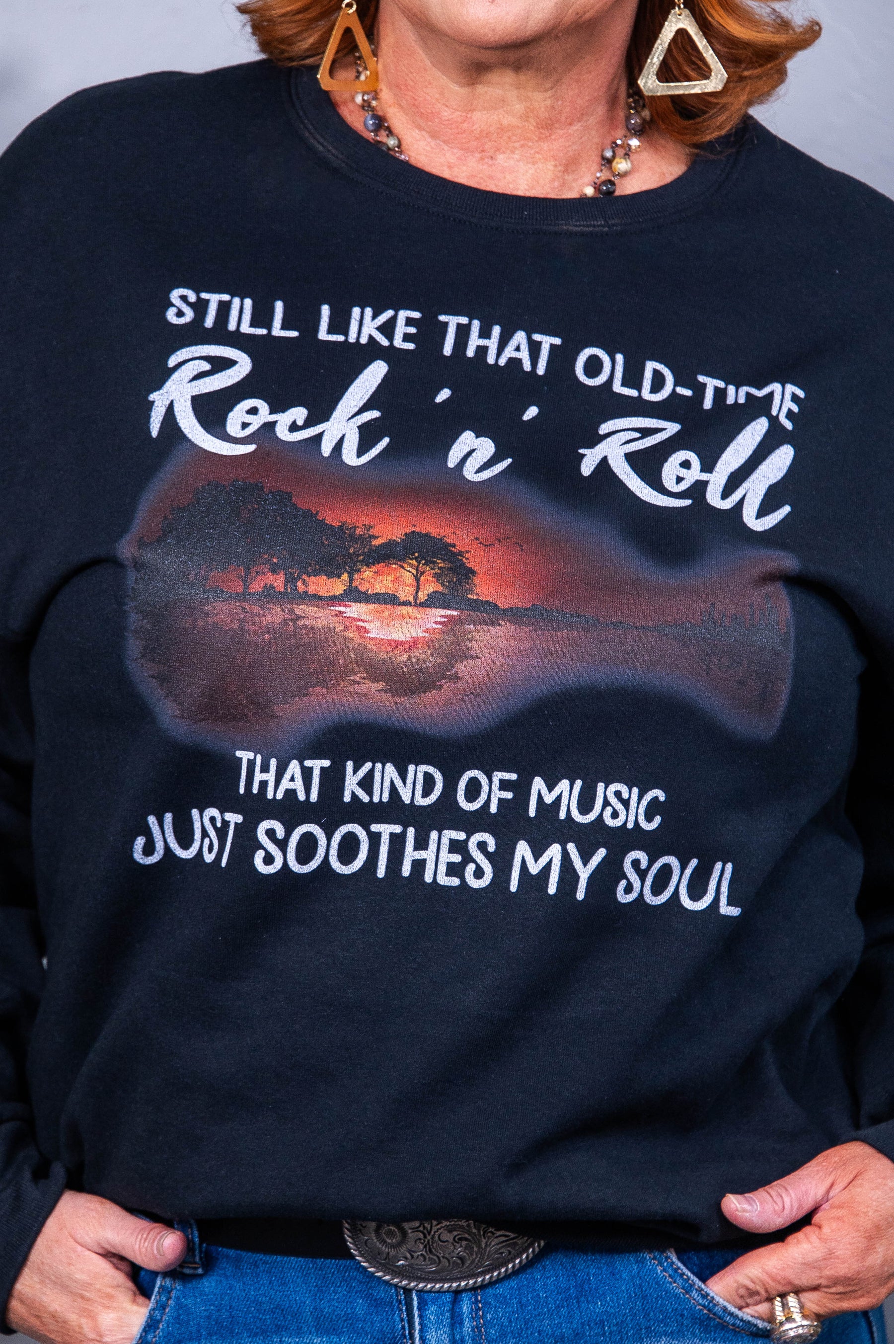 Still Like That Old Time Rock N Roll Black Graphic Sweatshirt - A3952BK