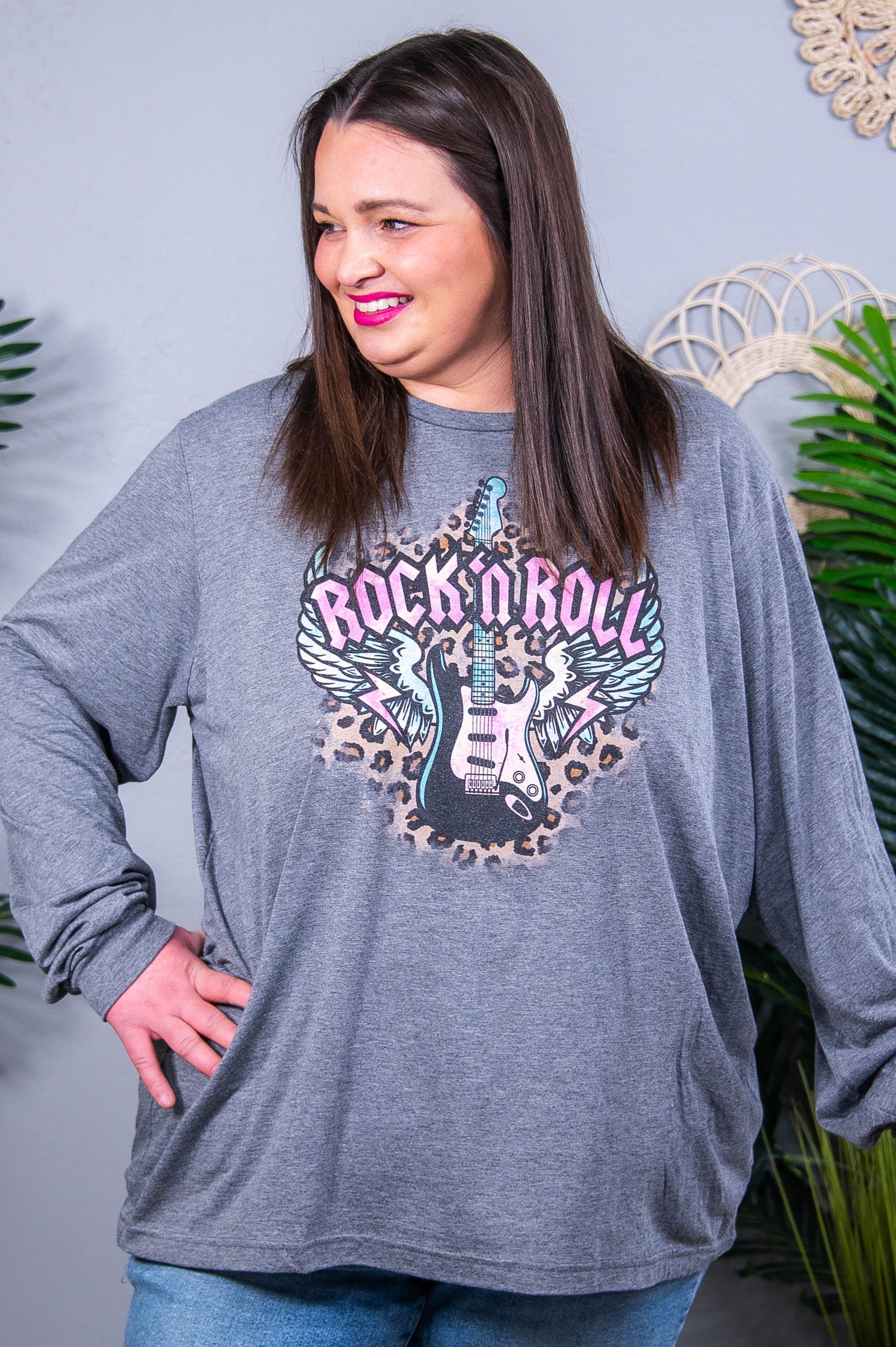 Rock N Roll Gray Triblend Long Sleeve Graphic Tee - A3953GTB