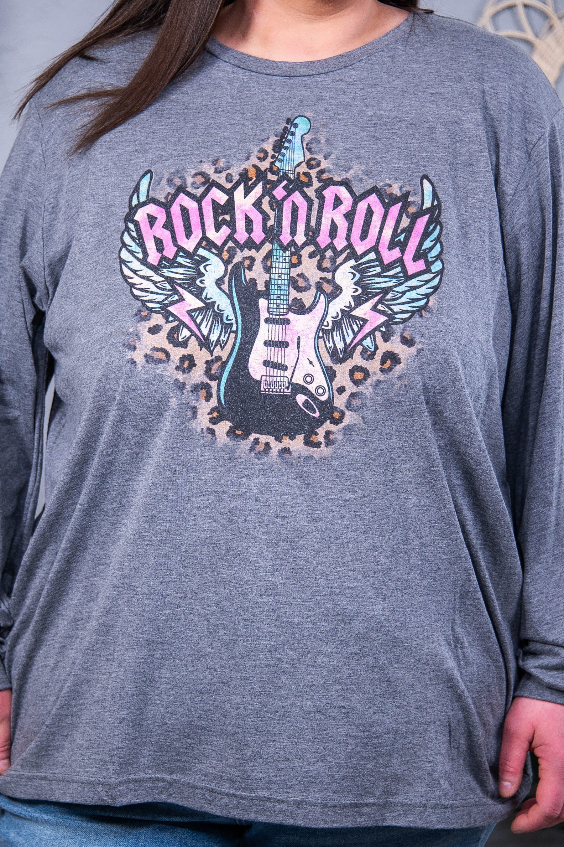 Rock N Roll Gray Triblend Long Sleeve Graphic Tee - A3953GTB