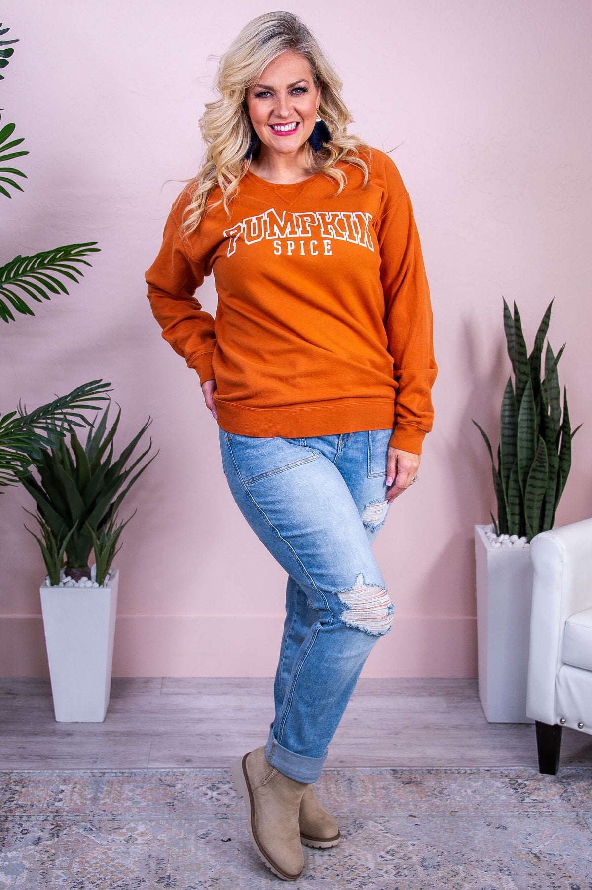 Pumpkin Spice Texas Orange Graphic Sweatshirt - A3548TOR