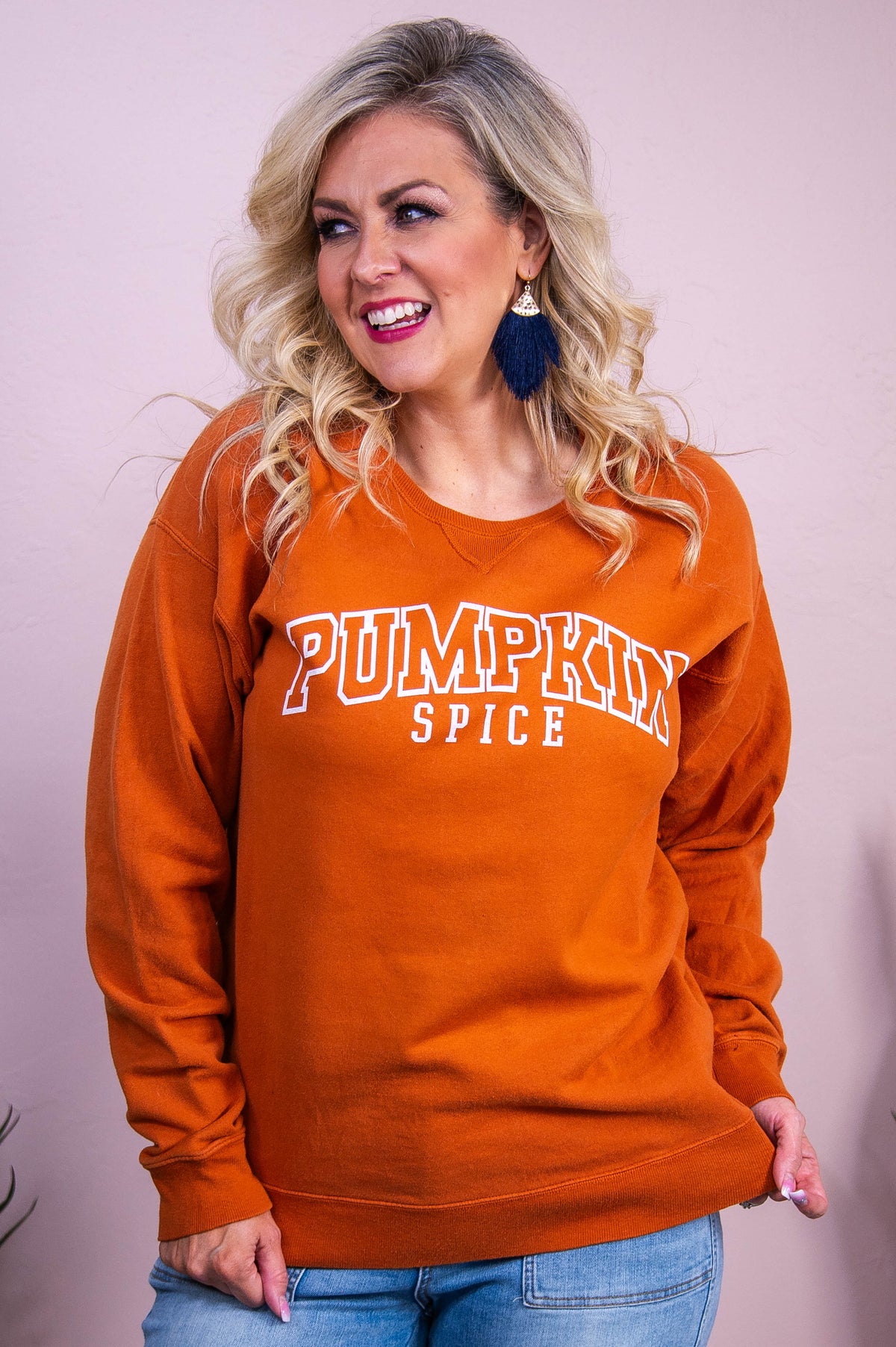 Pumpkin Spice Texas Orange Graphic Sweatshirt - A3548TOR