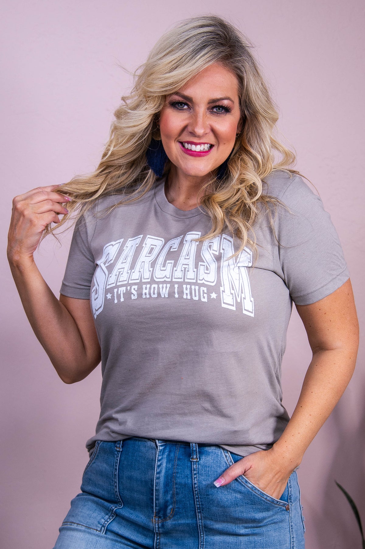 Sarcasm Heather Stone Graphic Tee - A3558HST