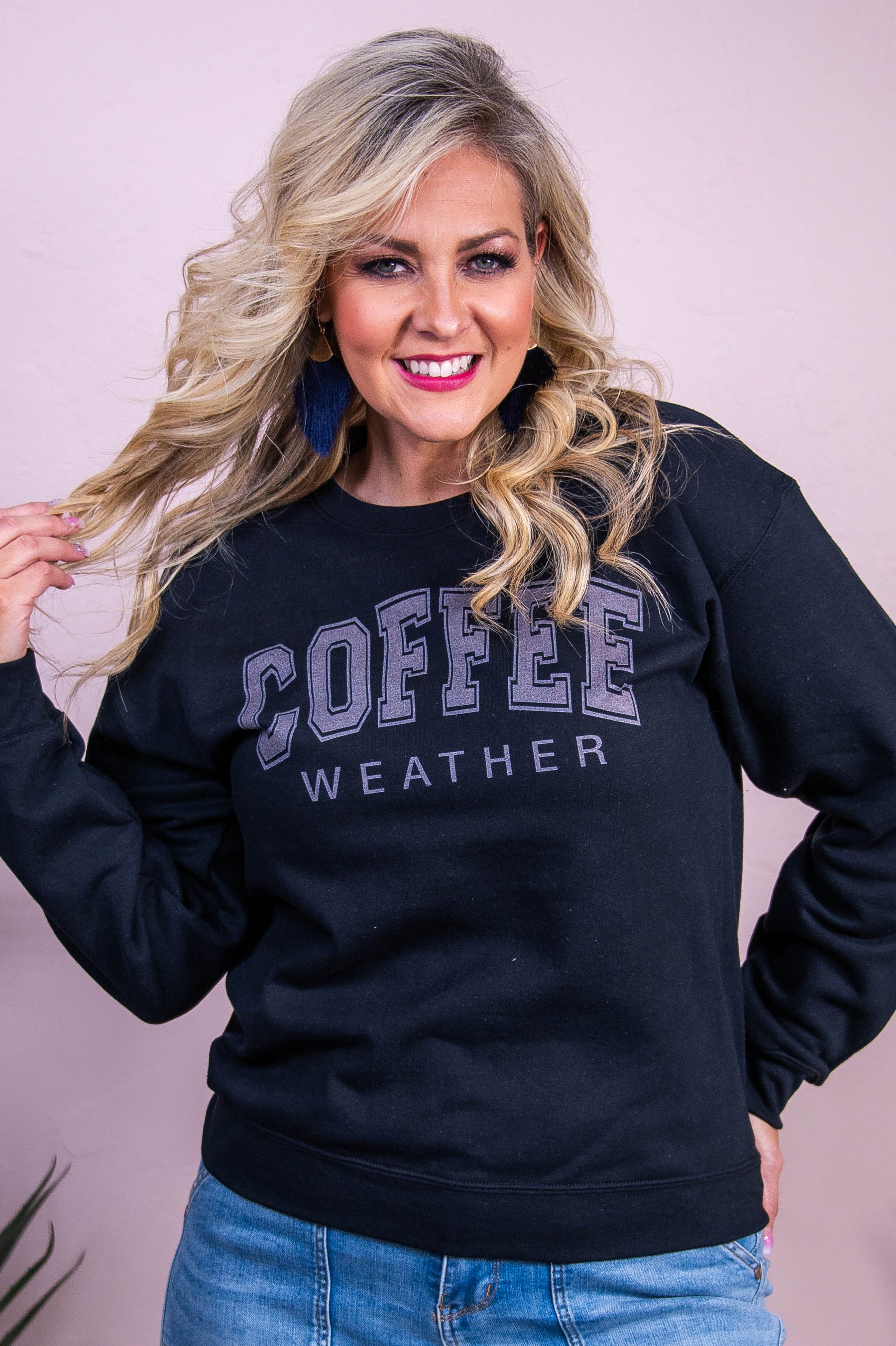 Coffee Weather Black Graphic Sweatshirt - A3549BK