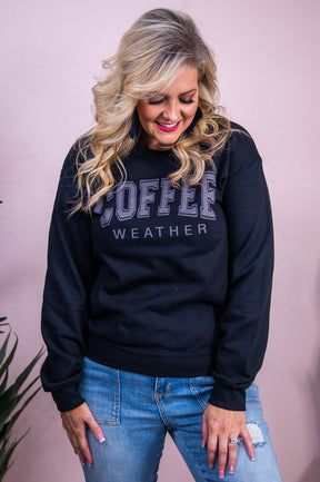 Coffee Weather Black Graphic Sweatshirt - A3549BK