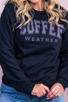 Coffee Weather Black Graphic Sweatshirt - A3549BK