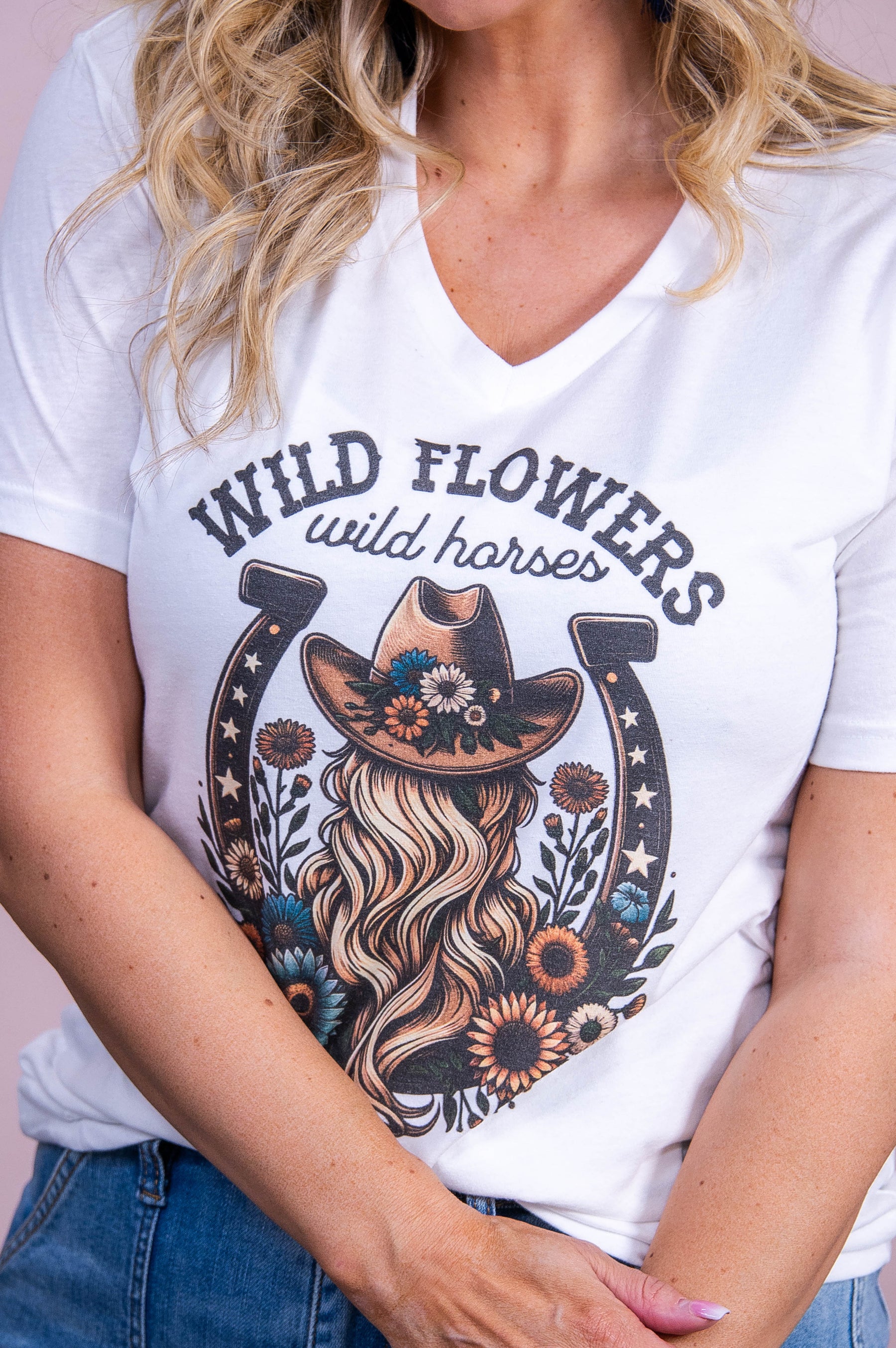 Wild Flowers White Graphic Tee - A3559WH