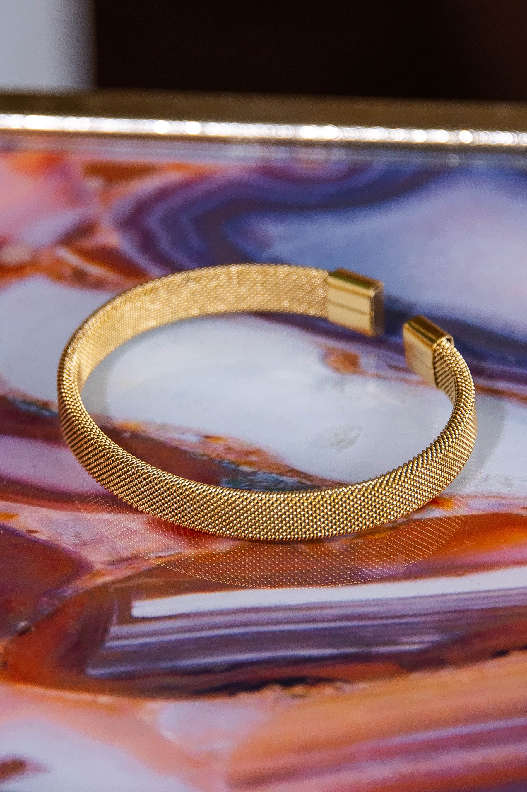 Gold Cuff Bangle Bracelet - BRC3440GD