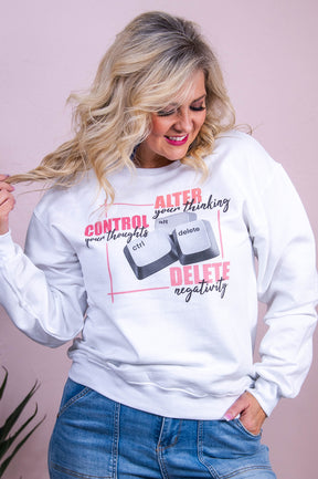 CTRL ALT Delete White Graphic Sweatshirt  - A3550WH