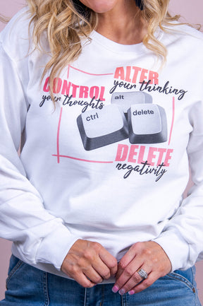 CTRL ALT Delete White Graphic Sweatshirt  - A3550WH