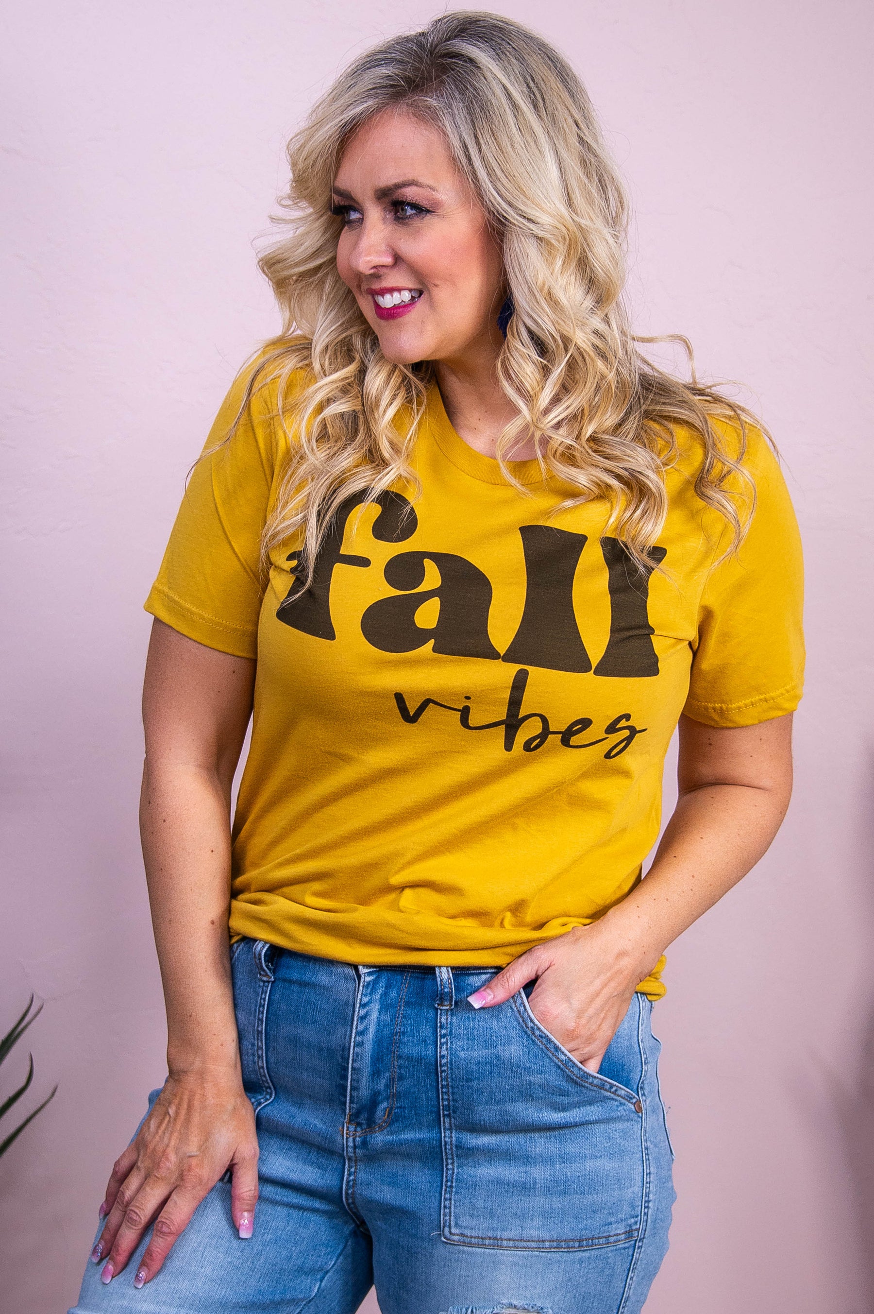 Fall Vibes Mustard Graphic Tee - A3551MU