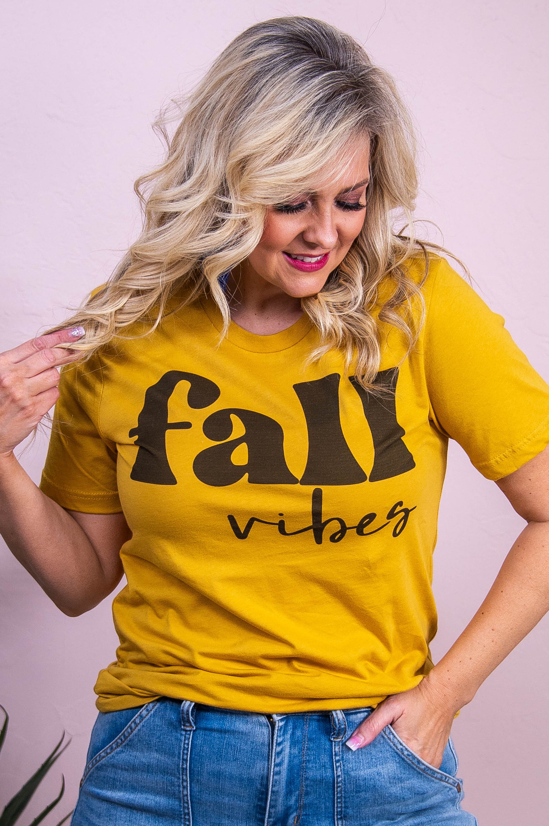 Fall Vibes Mustard Graphic Tee - A3551MU