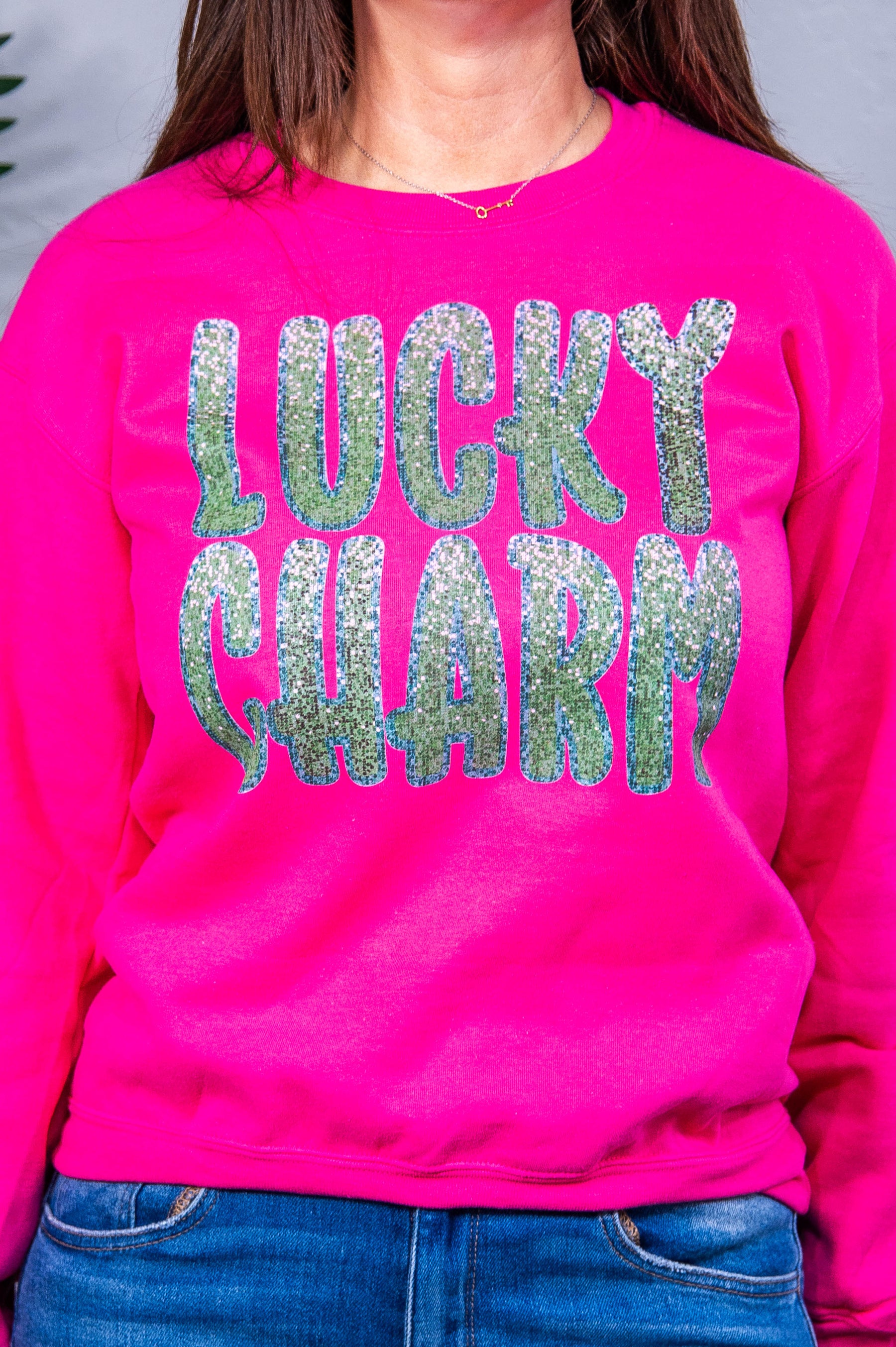 Lucky Charm Cyber Pink/Heliconia Graphic Sweatshirt - A3960HE