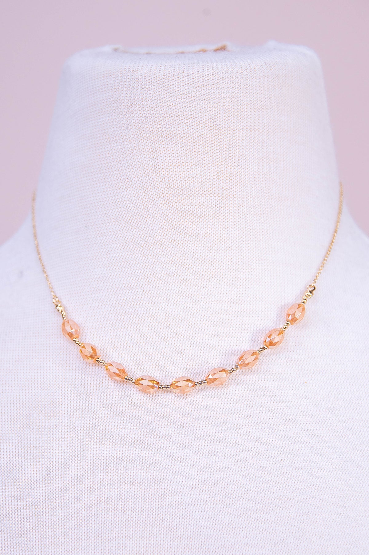 Topaz/Gold Beaded Chain Link Necklace - NEK4361TP