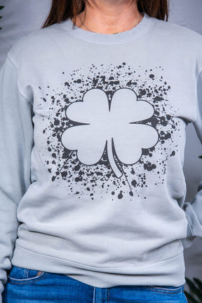 I'm Your Lucky Charm Pigment Sage Paint Splatter Printed Graphic Sweatshirt - A3959PSG