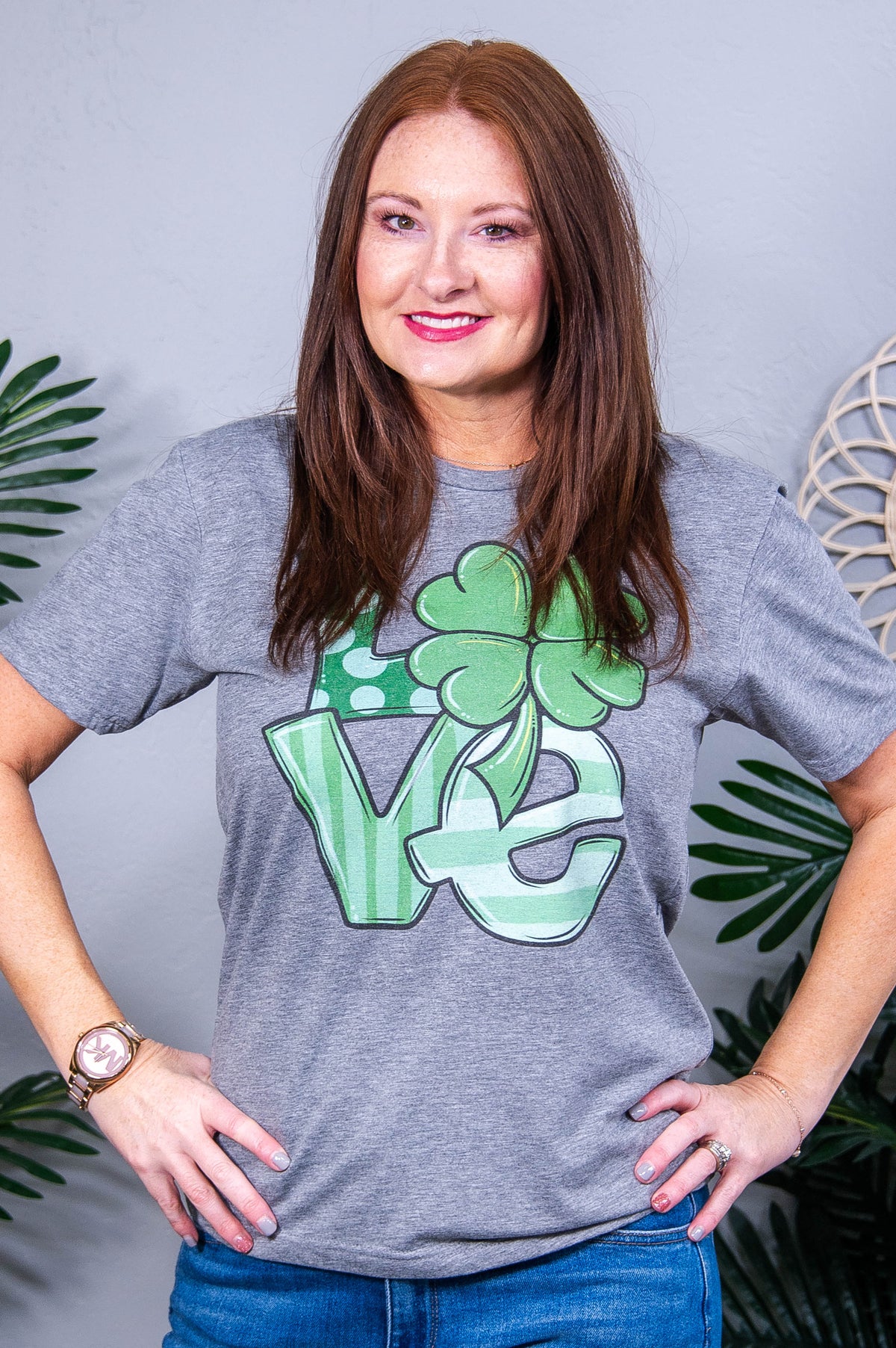 LOVE Premium Heather Gray St Patrick's Day Printed Graphic Tee - A3961PHG