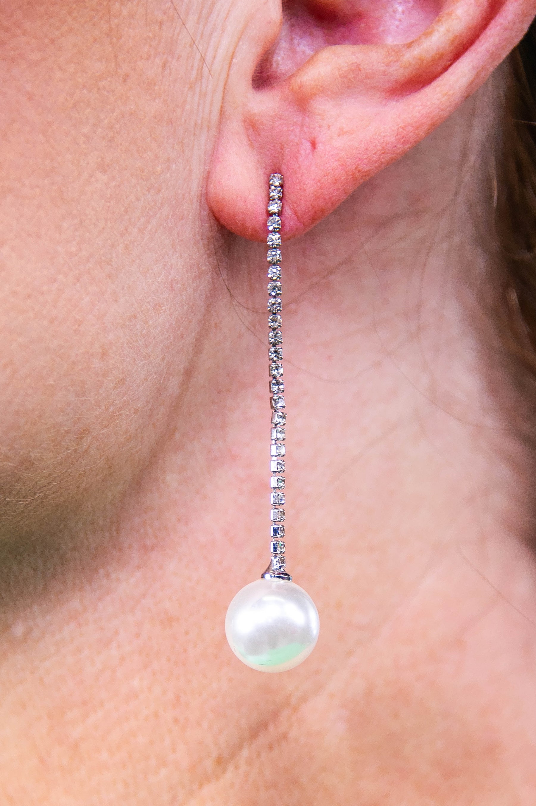 Rhinestone and Pearl Drop Earrings - EAR4477PR