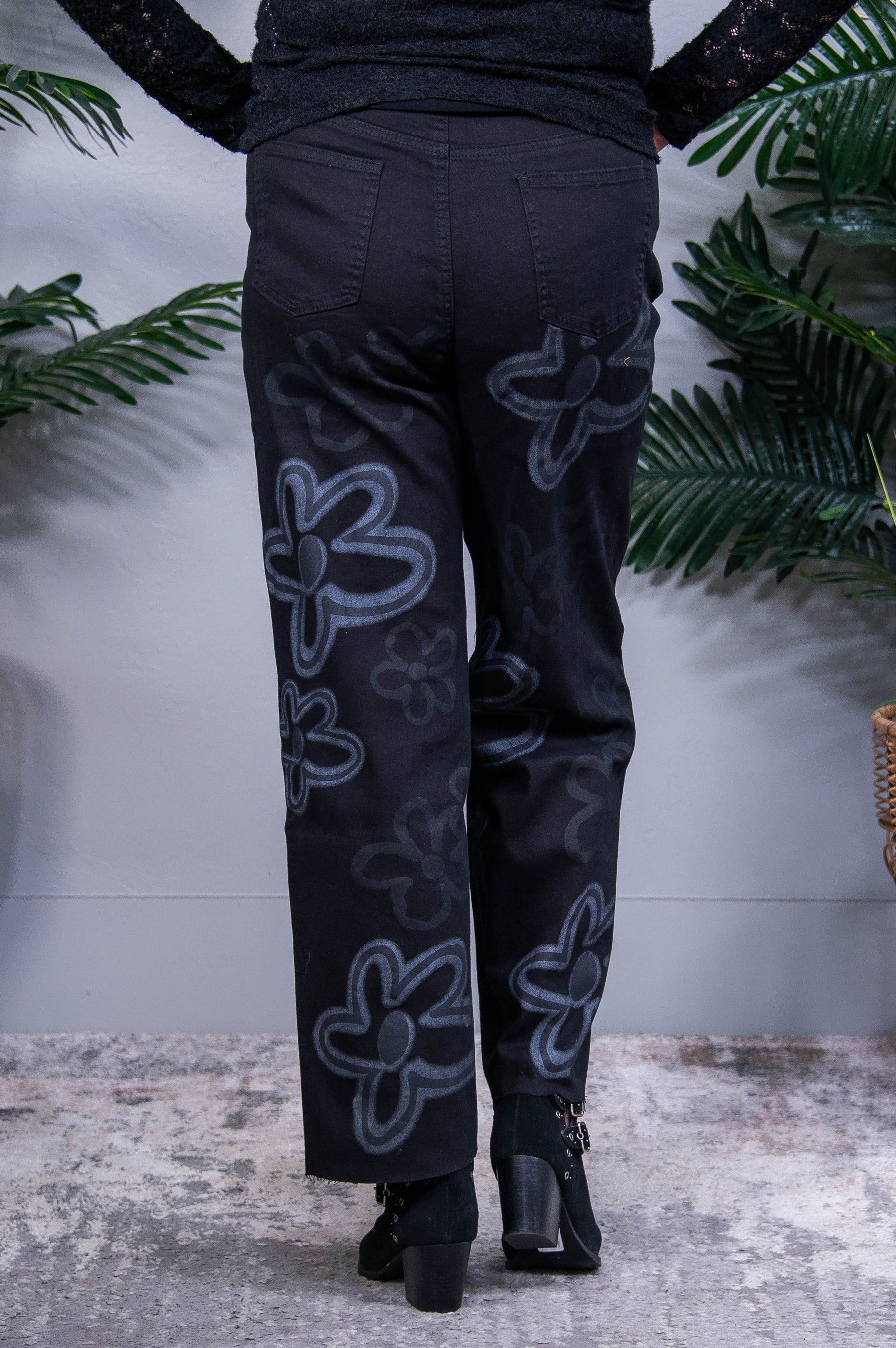 Flower Power Baby Black Floral Jean - K1278BK