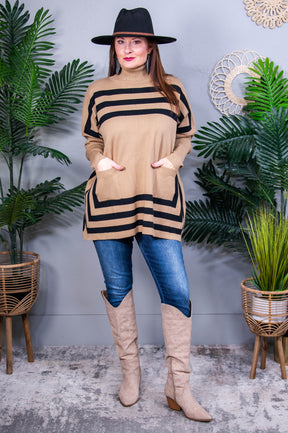 Catching Looks Striped Turtleneck Top - T10907TN