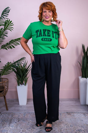 Take It Easy Vintage Green Graphic Tee - A3561VGN