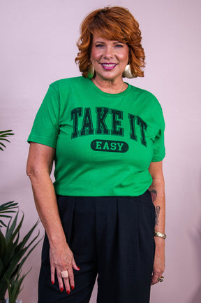 Take It Easy Vintage Green Graphic Tee - A3561VGN