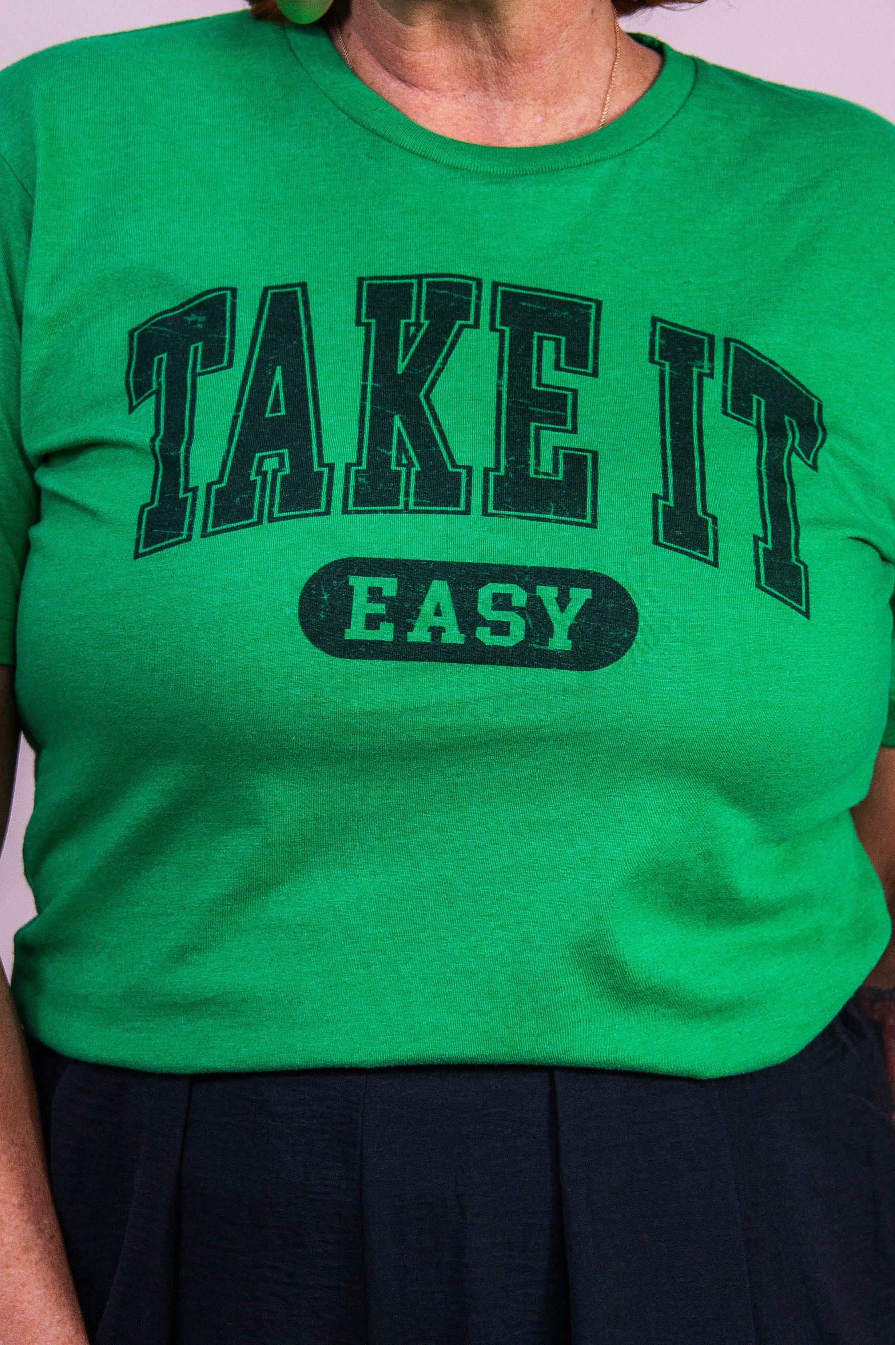 Take It Easy Vintage Green Graphic Tee - A3561VGN