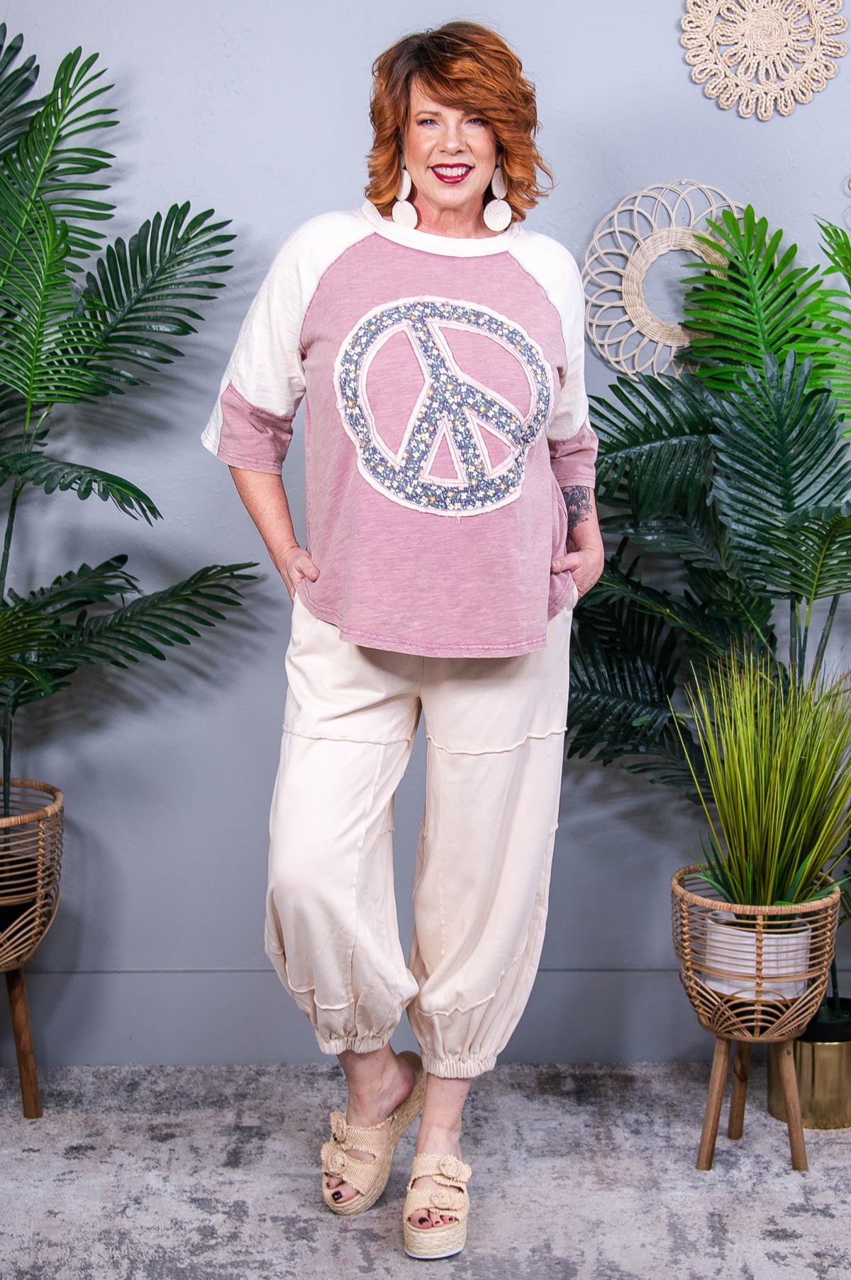 Peace Wishes Sign Patch Mineral Washed T-Shirt